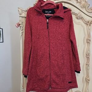 Red Calvin Klein Performance Knit Jacket With Detachable Hood Size XL